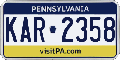 PA license plate KAR2358