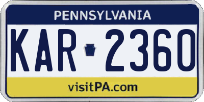 PA license plate KAR2360