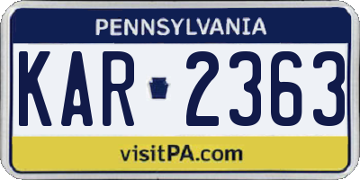 PA license plate KAR2363