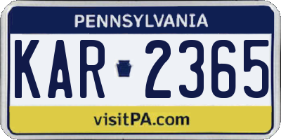 PA license plate KAR2365