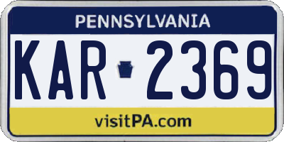 PA license plate KAR2369
