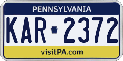 PA license plate KAR2372