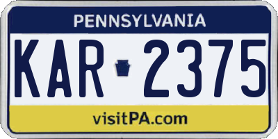 PA license plate KAR2375