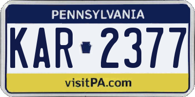 PA license plate KAR2377