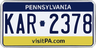 PA license plate KAR2378