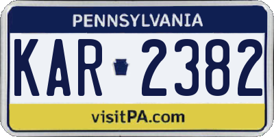 PA license plate KAR2382