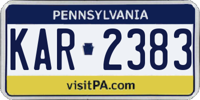 PA license plate KAR2383