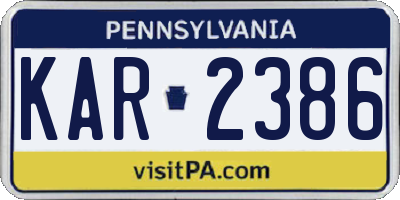 PA license plate KAR2386