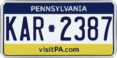 PA license plate KAR2387