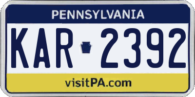 PA license plate KAR2392