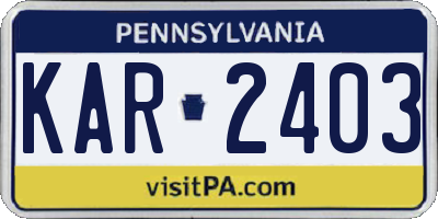 PA license plate KAR2403