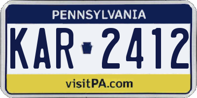 PA license plate KAR2412