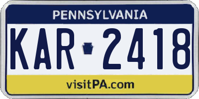 PA license plate KAR2418