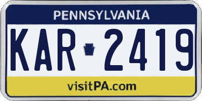 PA license plate KAR2419
