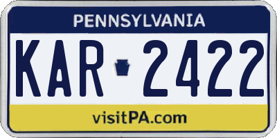 PA license plate KAR2422