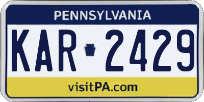 PA license plate KAR2429