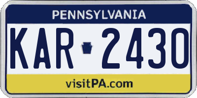 PA license plate KAR2430