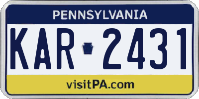 PA license plate KAR2431