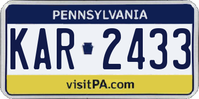 PA license plate KAR2433