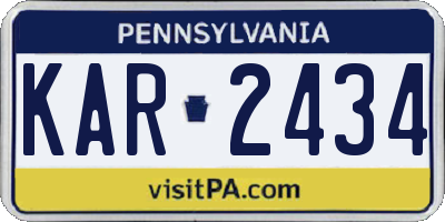 PA license plate KAR2434