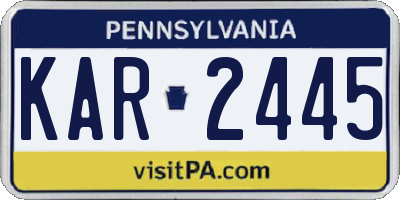 PA license plate KAR2445
