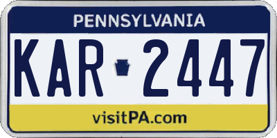 PA license plate KAR2447