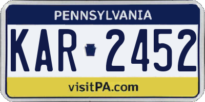 PA license plate KAR2452