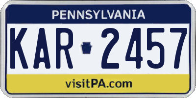 PA license plate KAR2457