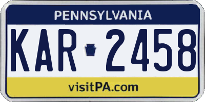 PA license plate KAR2458