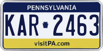 PA license plate KAR2463