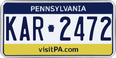 PA license plate KAR2472