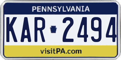 PA license plate KAR2494