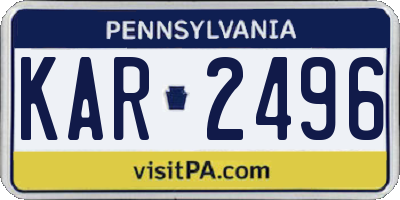 PA license plate KAR2496