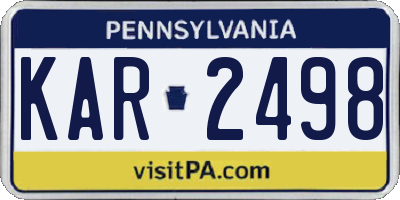PA license plate KAR2498