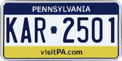 PA license plate KAR2501