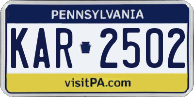 PA license plate KAR2502