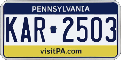 PA license plate KAR2503