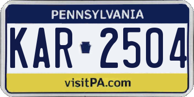 PA license plate KAR2504