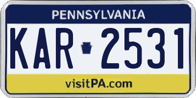 PA license plate KAR2531