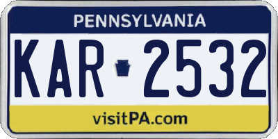 PA license plate KAR2532
