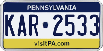 PA license plate KAR2533