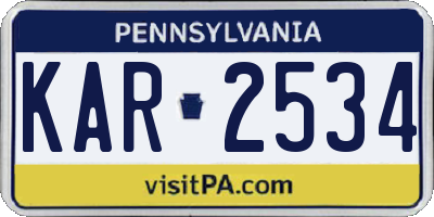 PA license plate KAR2534