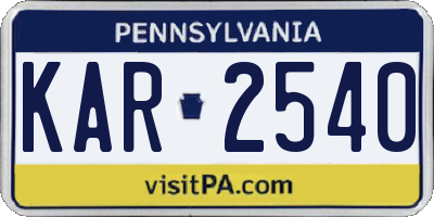 PA license plate KAR2540