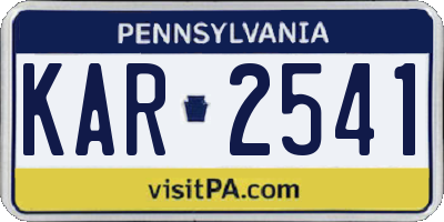 PA license plate KAR2541