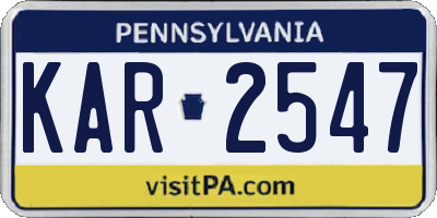 PA license plate KAR2547