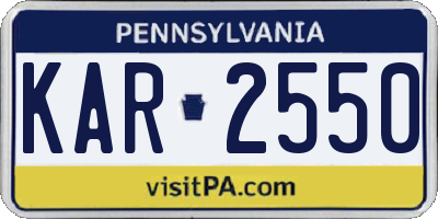 PA license plate KAR2550
