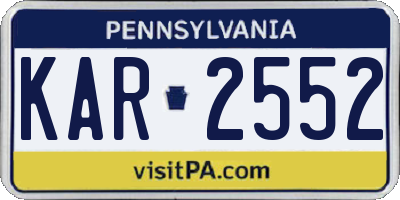 PA license plate KAR2552