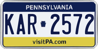 PA license plate KAR2572