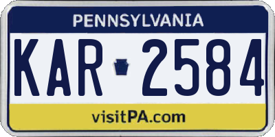 PA license plate KAR2584
