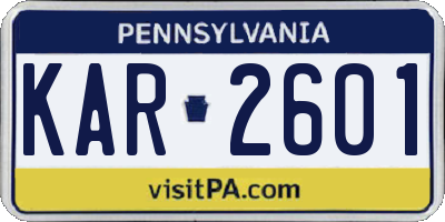 PA license plate KAR2601